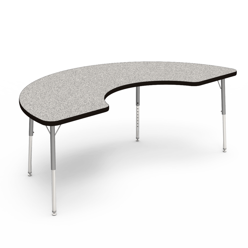 Half Moon Cooperative Learning Activity Table with Heavy Duty Laminate Top - Preschool Height Adjustable Legs (36"W x 72"L x 17-25"H) - SchoolOutlet