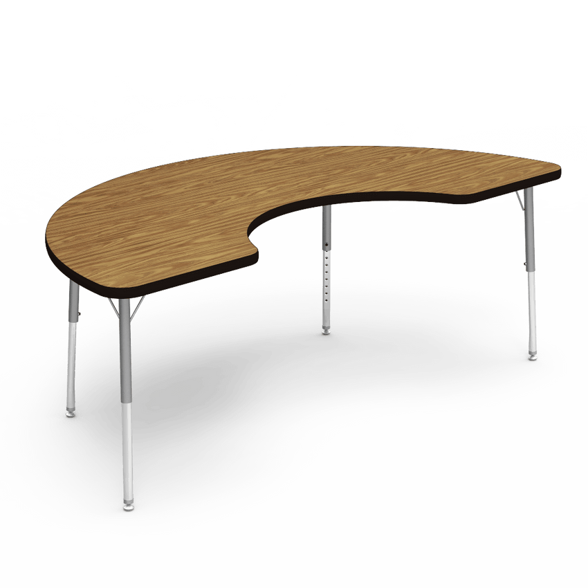 Half Moon Cooperative Learning Activity Table with Heavy Duty Laminate Top - Preschool Height Adjustable Legs (36"W x 72"L x 17-25"H) - SchoolOutlet