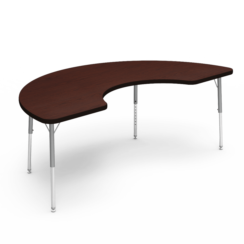 Half Moon Cooperative Learning Activity Table with Heavy Duty Laminate Top - Preschool Height Adjustable Legs (36"W x 72"L x 17-25"H) - SchoolOutlet