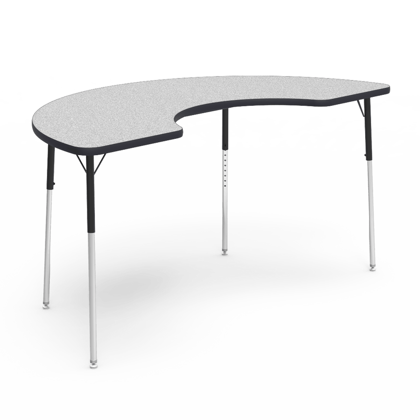 Virco 48COOP72W- Half Moon Cooperative Learning 36" x 72" Activity Table, 1 1/8 inch Thick Laminate Top, Adjustable WheelChair Height Legs (Virco 48COOP72W) - SchoolOutlet