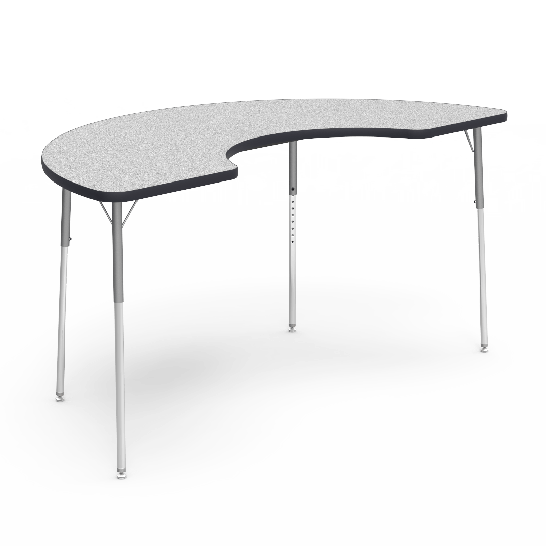 Virco 48COOP72W- Half Moon Cooperative Learning 36" x 72" Activity Table, 1 1/8 inch Thick Laminate Top, Adjustable WheelChair Height Legs (Virco 48COOP72W) - SchoolOutlet