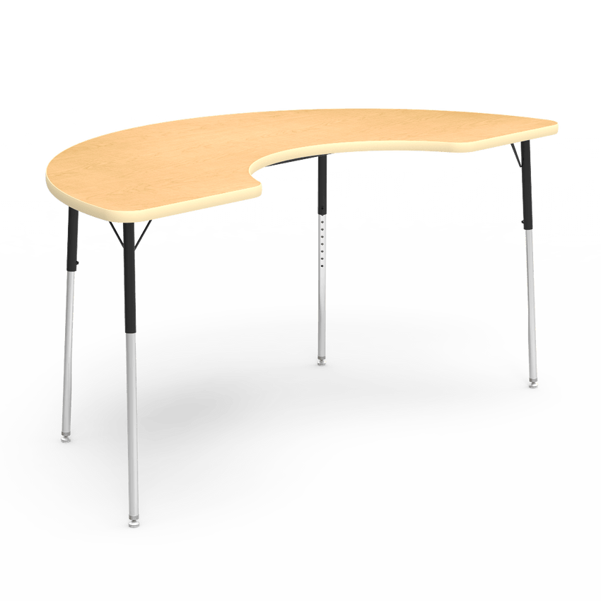 Virco 48COOP72W- Half Moon Cooperative Learning 36" x 72" Activity Table, 1 1/8 inch Thick Laminate Top, Adjustable WheelChair Height Legs (Virco 48COOP72W) - SchoolOutlet