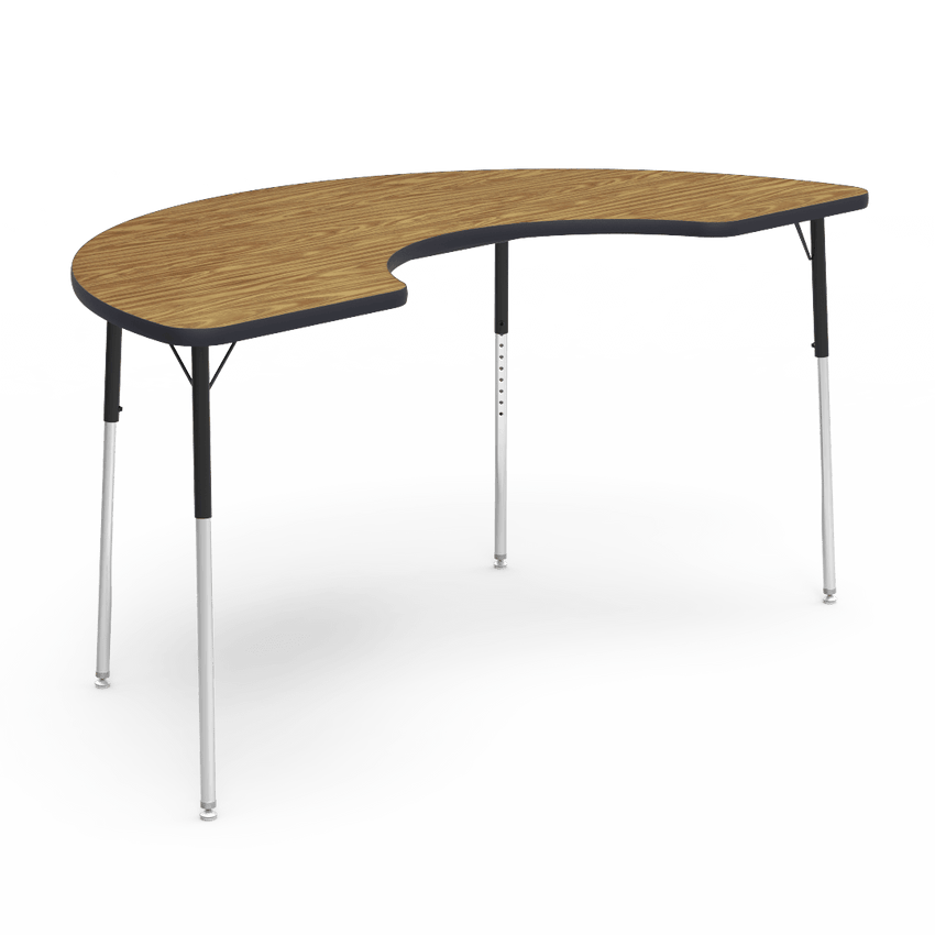 Virco 48COOP72W- Half Moon Cooperative Learning 36" x 72" Activity Table, 1 1/8 inch Thick Laminate Top, Adjustable WheelChair Height Legs (Virco 48COOP72W) - SchoolOutlet