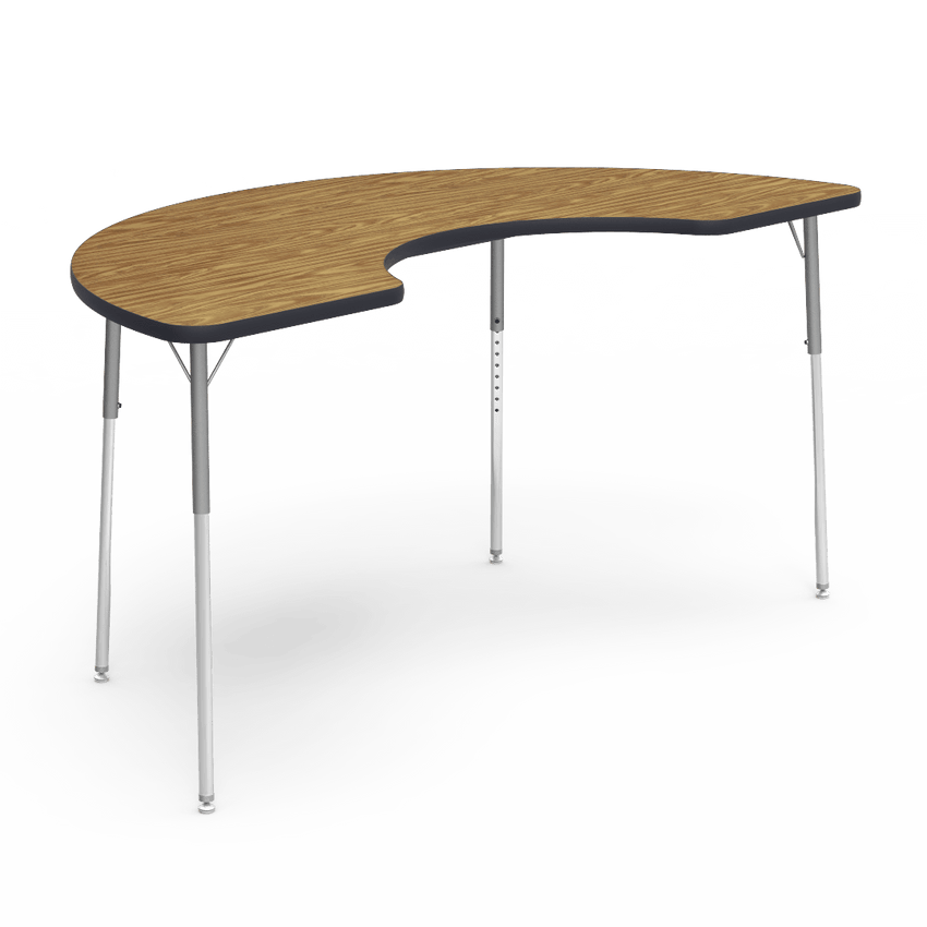 Virco 48COOP72W- Half Moon Cooperative Learning 36" x 72" Activity Table, 1 1/8 inch Thick Laminate Top, Adjustable WheelChair Height Legs (Virco 48COOP72W) - SchoolOutlet