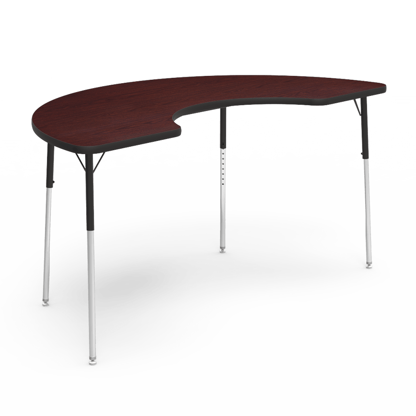 Virco 48COOP72W- Half Moon Cooperative Learning 36" x 72" Activity Table, 1 1/8 inch Thick Laminate Top, Adjustable WheelChair Height Legs (Virco 48COOP72W) - SchoolOutlet