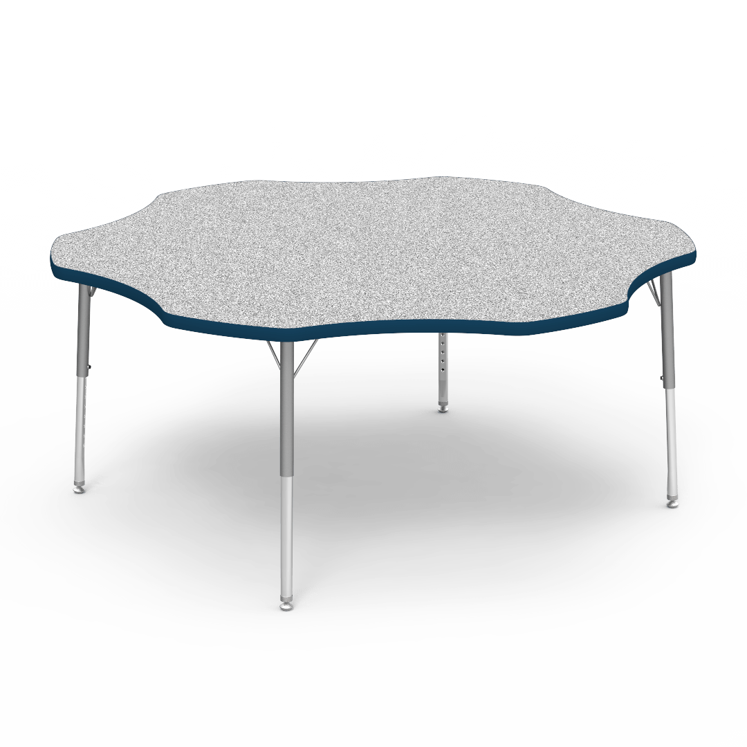 Virco 48FLOW60LO - Virco 4000 Series Flower Activity Table with Heavy Duty Laminate Top - Preschool Height Adjustable Legs (60" Diameter x 17"-25"H) - SchoolOutlet