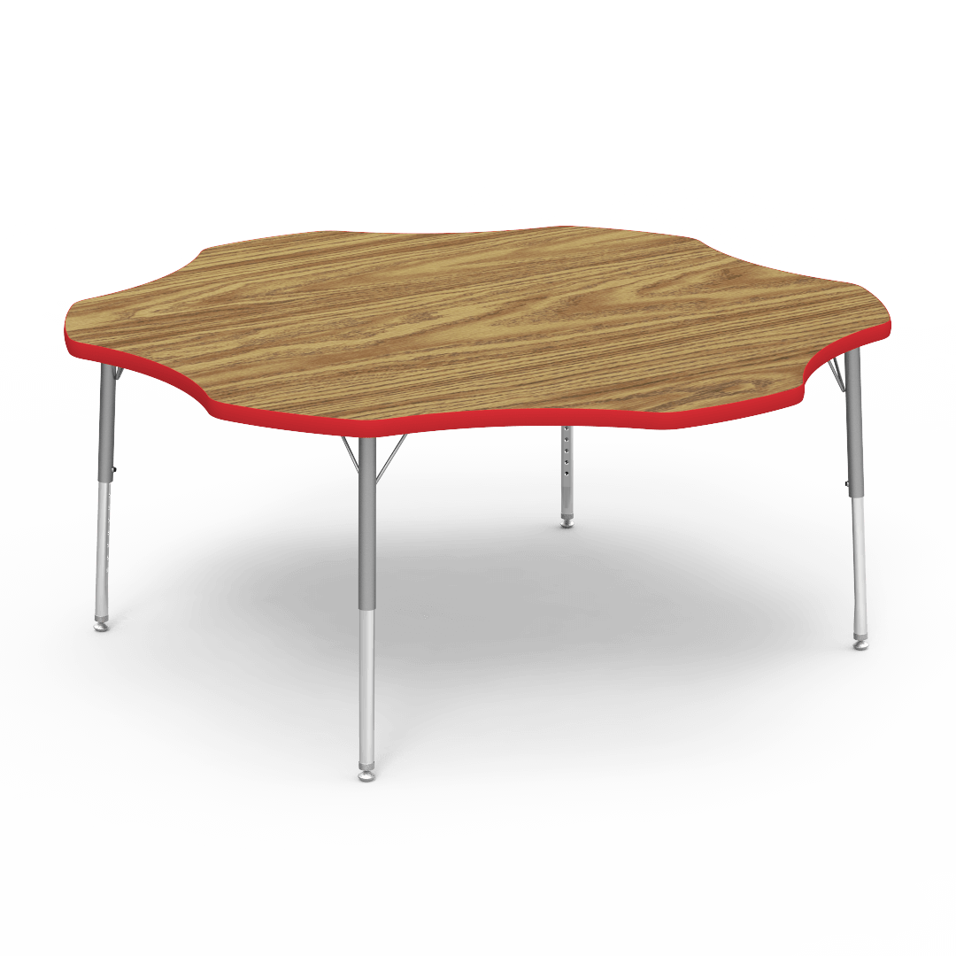 Virco 48FLOW60LO - Virco 4000 Series Flower Activity Table with Heavy Duty Laminate Top - Preschool Height Adjustable Legs (60" Diameter x 17"-25"H) - SchoolOutlet
