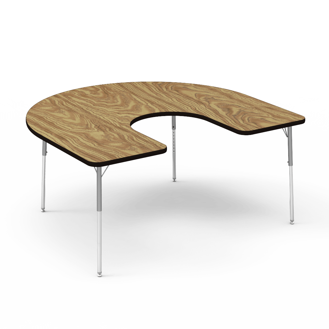 Virco 48HORSE60 - Virco 4000 Series Horseshoe Activity Table with Heavy Duty Laminate Top and Adjustable Height Legs (60"W x 66"L x 22"-30"H) - SchoolOutlet