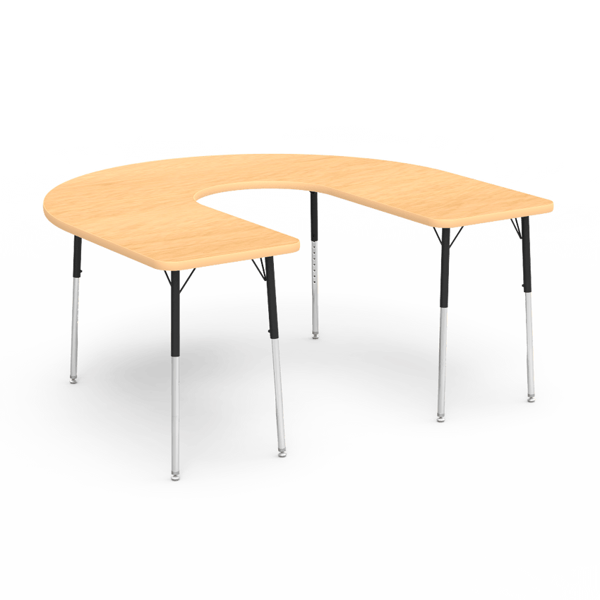 Virco 48HORSE60DC - Virco 4000 Series Deep Cut Horseshoe Activity Table with Heavy Duty Laminate Top (60"W x 66"L x 22-30"H) - SchoolOutlet