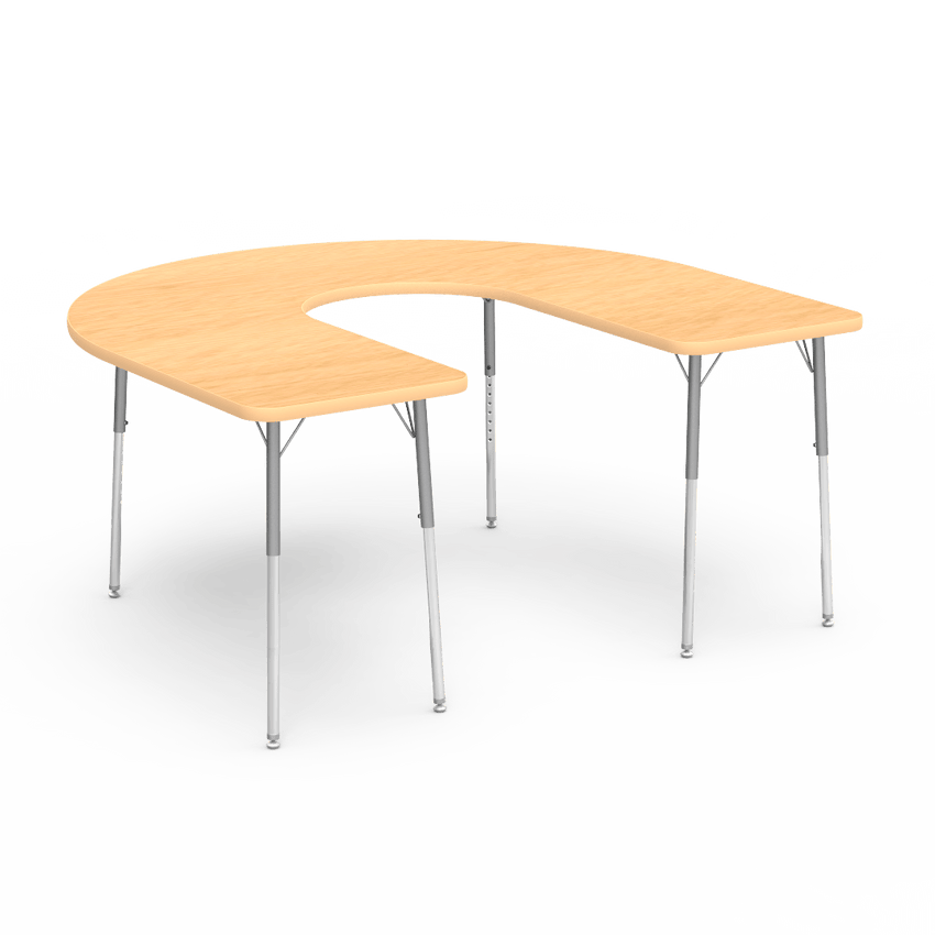 Virco 48HORSE60DC - Virco 4000 Series Deep Cut Horseshoe Activity Table with Heavy Duty Laminate Top (60"W x 66"L x 22-30"H) - SchoolOutlet