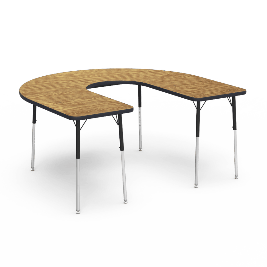 Virco 48HORSE60DC - Virco 4000 Series Deep Cut Horseshoe Activity Table with Heavy Duty Laminate Top (60"W x 66"L x 22-30"H) - SchoolOutlet