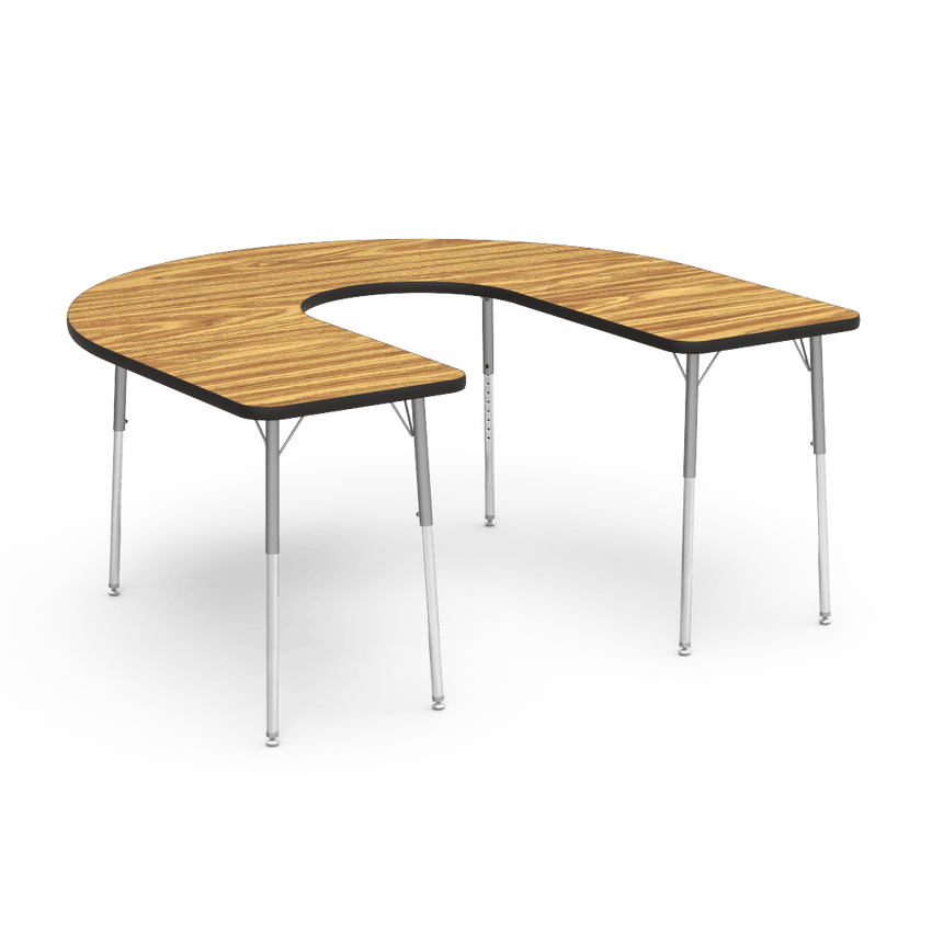 Virco 48HORSE60DC - Virco 4000 Series Deep Cut Horseshoe Activity Table with Heavy Duty Laminate Top (60"W x 66"L x 22-30"H) - SchoolOutlet