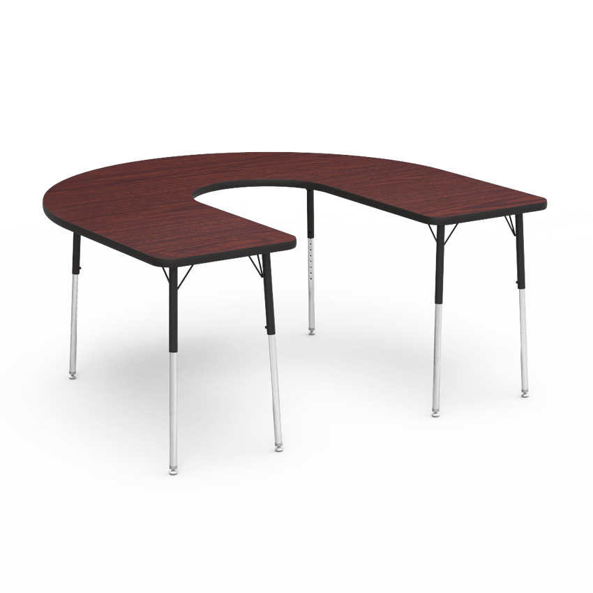 Virco 48HORSE60DC - Virco 4000 Series Deep Cut Horseshoe Activity Table with Heavy Duty Laminate Top (60"W x 66"L x 22-30"H) - SchoolOutlet