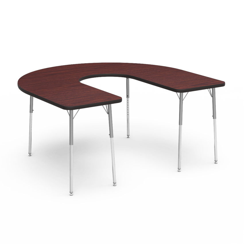 Virco 48HORSE60DC - Virco 4000 Series Deep Cut Horseshoe Activity Table with Heavy Duty Laminate Top (60"W x 66"L x 22-30"H) - SchoolOutlet