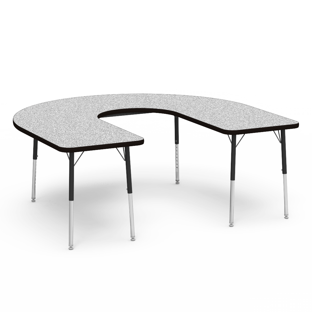 Deep Cut Horseshoe Activity Table with Heavy Duty Laminate Top - Preschool Height Adjustable Legs (60"W x 66"L x 17-25"H) - SchoolOutlet