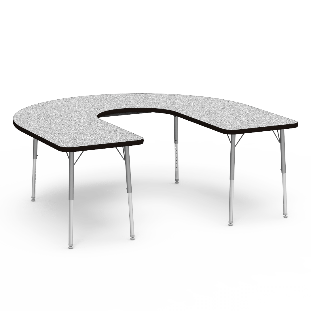 Deep Cut Horseshoe Activity Table with Heavy Duty Laminate Top - Preschool Height Adjustable Legs (60"W x 66"L x 17-25"H) - SchoolOutlet