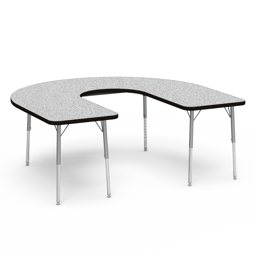 Deep Cut Horseshoe Activity Table with Heavy Duty Laminate Top - Preschool Height Adjustable Legs (60"W x 66"L x 17-25"H) - SchoolOutlet