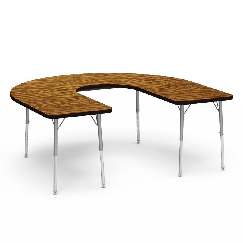 Deep Cut Horseshoe Activity Table with Heavy Duty Laminate Top - Preschool Height Adjustable Legs (60"W x 66"L x 17-25"H) - SchoolOutlet