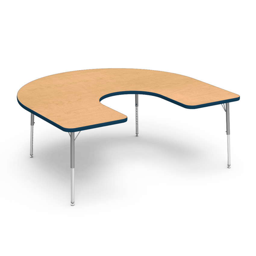 Virco 48HORSE60LO - 4000 Series Horseshoe Activity Table with Heavy Duty Laminate Top - Preschool Height Adjustable Legs (60"W x 66"L x 17"-25"H) - SchoolOutlet