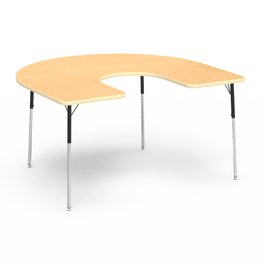 Virco 48HORSE60W- Horseshoe 60" x 66" Activity Table, 1 1/8 inch Thick Laminate Top, Adjustable WheelChair Height Legs (Virco 48HORSE60W) - SchoolOutlet