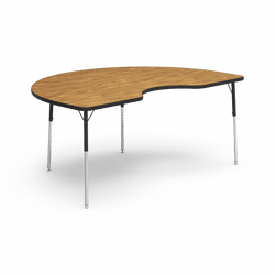 Kidney Activity Table with Heavy Duty Medium Oak Laminate Top and Adjustable Height (48"W x 72"L x 22-30"H)