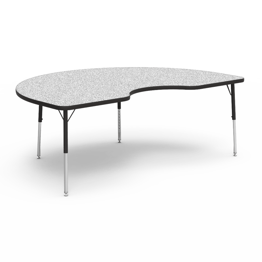 Virco 48KID72LO - 4000 Series Kidney Activity Table with Heavy Duty Laminate Top - Preschool Height Adjustable Legs (48"W x 72"L x 17"-25"H) - SchoolOutlet