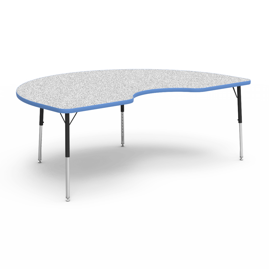 Virco 48KID72LO - 4000 Series Kidney Activity Table with Heavy Duty Laminate Top - Preschool Height Adjustable Legs (48"W x 72"L x 17"-25"H) - SchoolOutlet