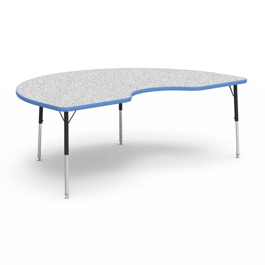 Virco 48KID72LO - 4000 Series Kidney Activity Table with Heavy Duty Laminate Top - Preschool Height Adjustable Legs (48"W x 72"L x 17"-25"H) - SchoolOutlet