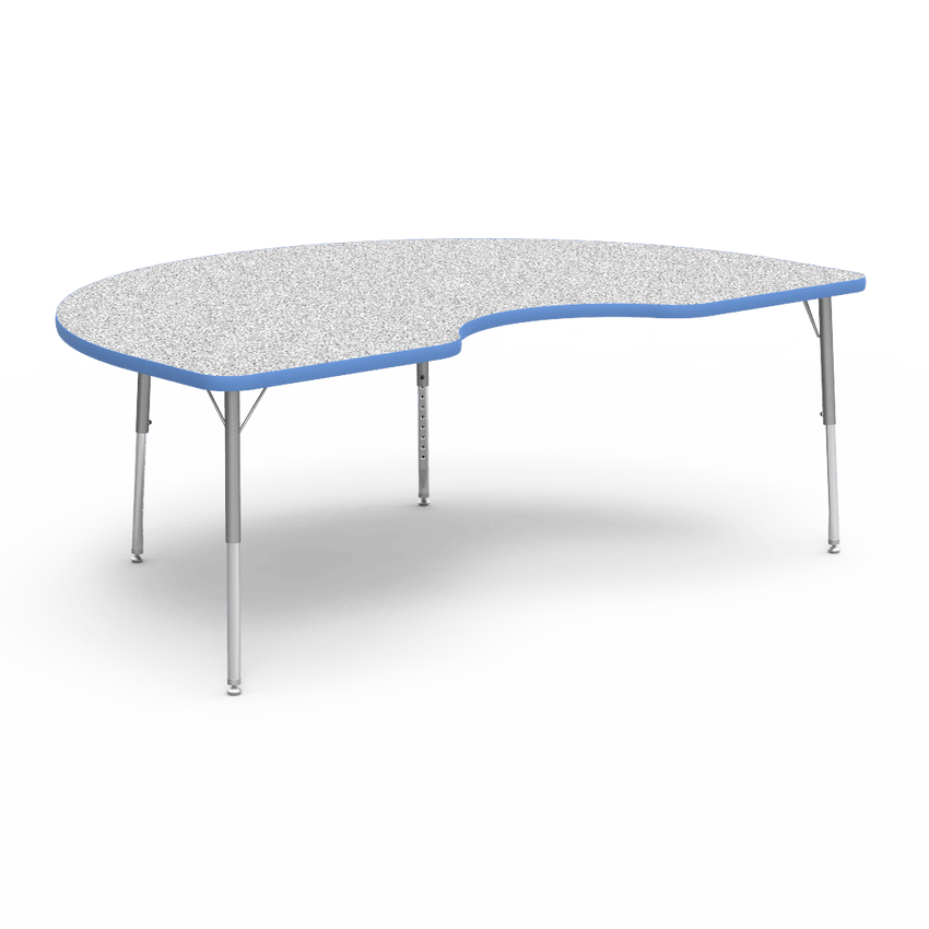 Virco 48KID72LO - 4000 Series Kidney Activity Table with Heavy Duty Laminate Top - Preschool Height Adjustable Legs (48"W x 72"L x 17"-25"H) - SchoolOutlet