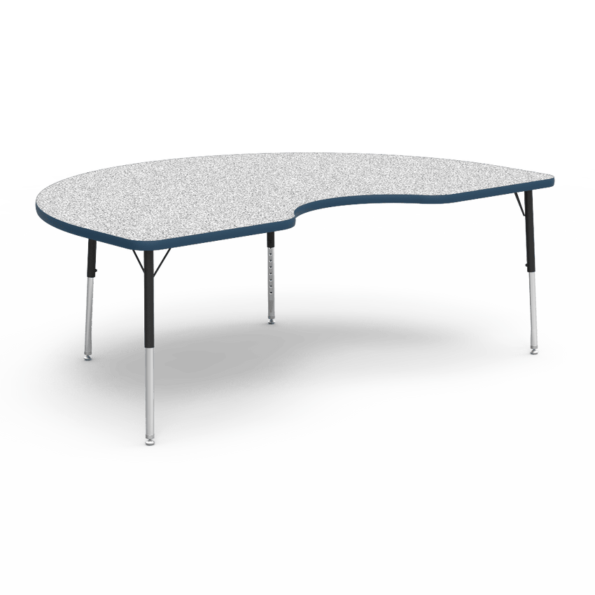 Virco 48KID72LO - 4000 Series Kidney Activity Table with Heavy Duty Laminate Top - Preschool Height Adjustable Legs (48"W x 72"L x 17"-25"H) - SchoolOutlet