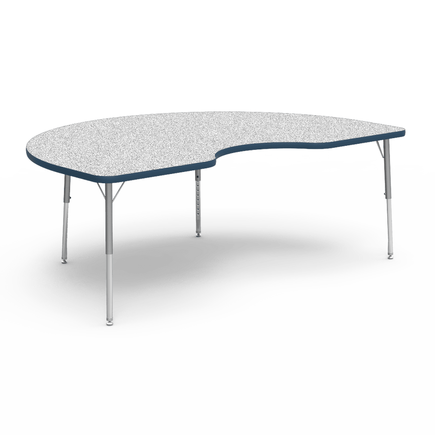 Virco 48KID72LO - 4000 Series Kidney Activity Table with Heavy Duty Laminate Top - Preschool Height Adjustable Legs (48"W x 72"L x 17"-25"H) - SchoolOutlet