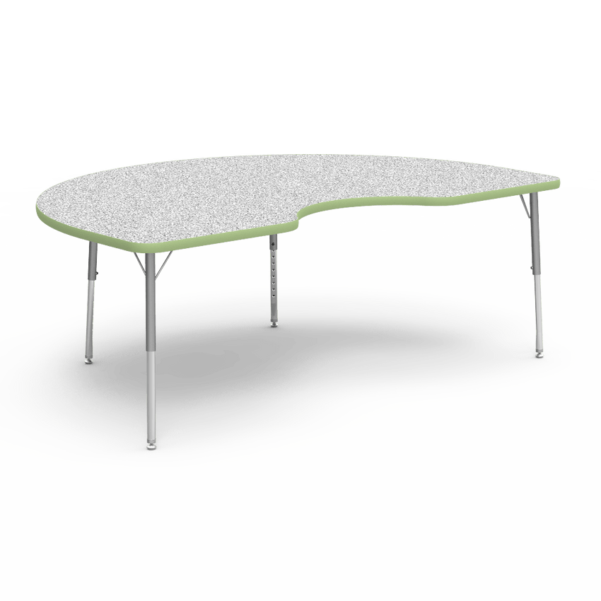 Virco 48KID72LO - 4000 Series Kidney Activity Table with Heavy Duty Laminate Top - Preschool Height Adjustable Legs (48"W x 72"L x 17"-25"H) - SchoolOutlet
