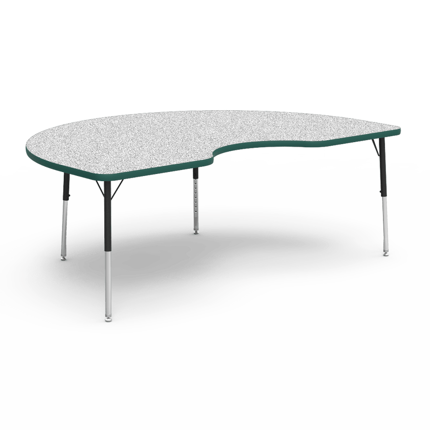 Virco 48KID72LO - 4000 Series Kidney Activity Table with Heavy Duty Laminate Top - Preschool Height Adjustable Legs (48"W x 72"L x 17"-25"H) - SchoolOutlet