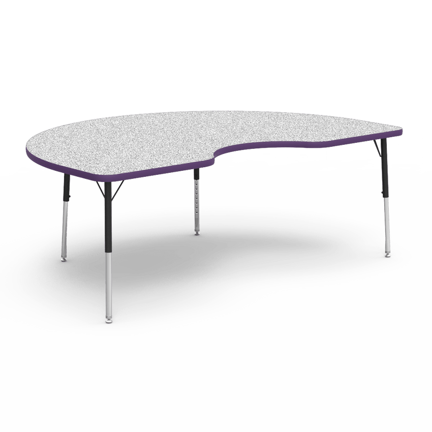 Virco 48KID72LO - 4000 Series Kidney Activity Table with Heavy Duty Laminate Top - Preschool Height Adjustable Legs (48"W x 72"L x 17"-25"H) - SchoolOutlet