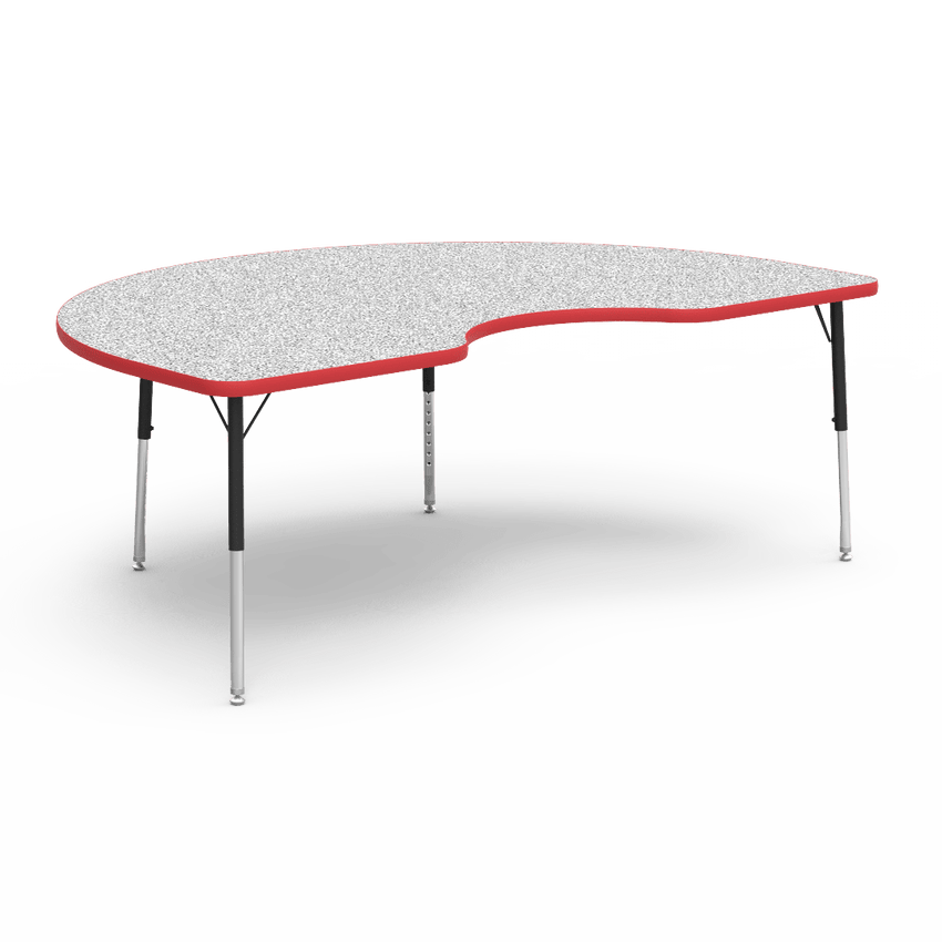 Virco 48KID72LO - 4000 Series Kidney Activity Table with Heavy Duty Laminate Top - Preschool Height Adjustable Legs (48"W x 72"L x 17"-25"H) - SchoolOutlet