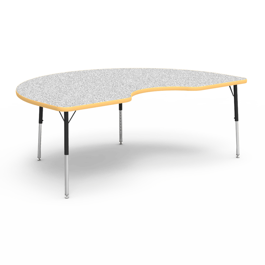 Virco 48KID72LO - 4000 Series Kidney Activity Table with Heavy Duty Laminate Top - Preschool Height Adjustable Legs (48"W x 72"L x 17"-25"H) - SchoolOutlet