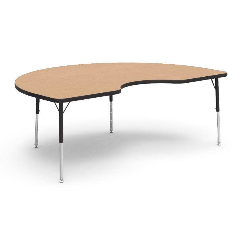 Virco 48KID72LO - 4000 Series Kidney Activity Table with Heavy Duty Laminate Top - Preschool Height Adjustable Legs (48"W x 72"L x 17"-25"H) - SchoolOutlet