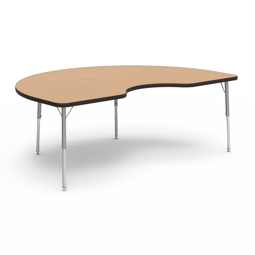 Virco 48KID72LO - 4000 Series Kidney Activity Table with Heavy Duty Laminate Top - Preschool Height Adjustable Legs (48"W x 72"L x 17"-25"H) - SchoolOutlet
