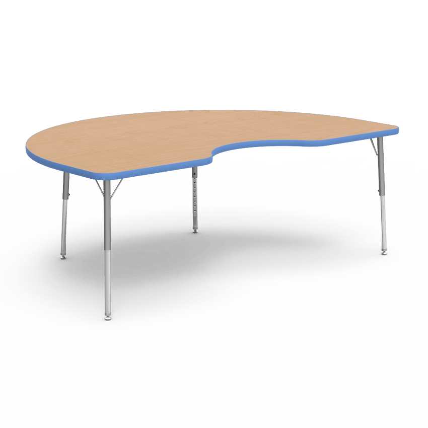 Virco 48KID72LO - 4000 Series Kidney Activity Table with Heavy Duty Laminate Top - Preschool Height Adjustable Legs (48"W x 72"L x 17"-25"H) - SchoolOutlet