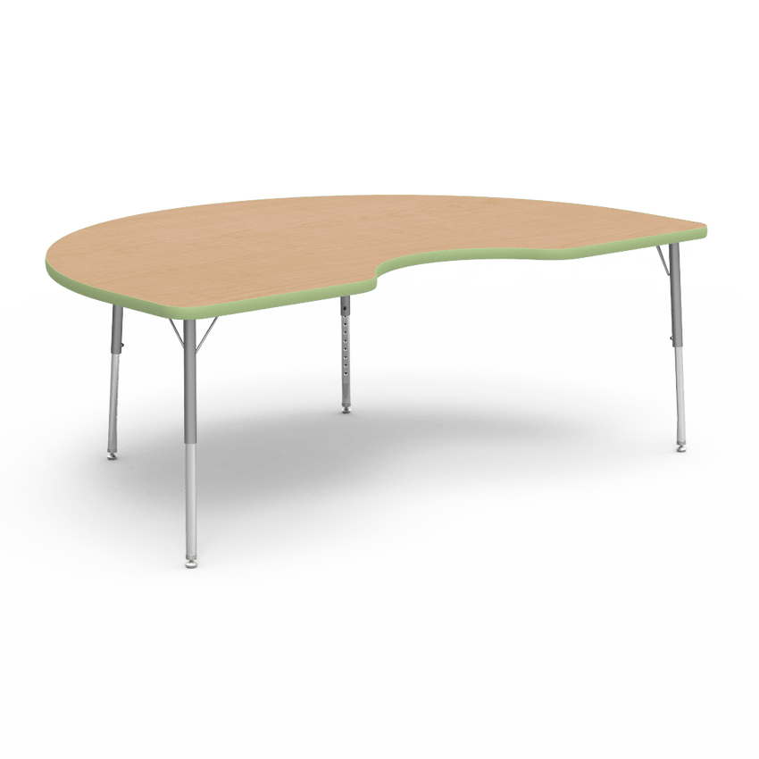 Virco 48KID72LO - 4000 Series Kidney Activity Table with Heavy Duty Laminate Top - Preschool Height Adjustable Legs (48"W x 72"L x 17"-25"H) - SchoolOutlet