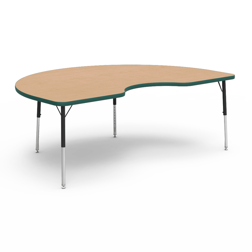 Virco 48KID72LO - 4000 Series Kidney Activity Table with Heavy Duty Laminate Top - Preschool Height Adjustable Legs (48"W x 72"L x 17"-25"H) - SchoolOutlet