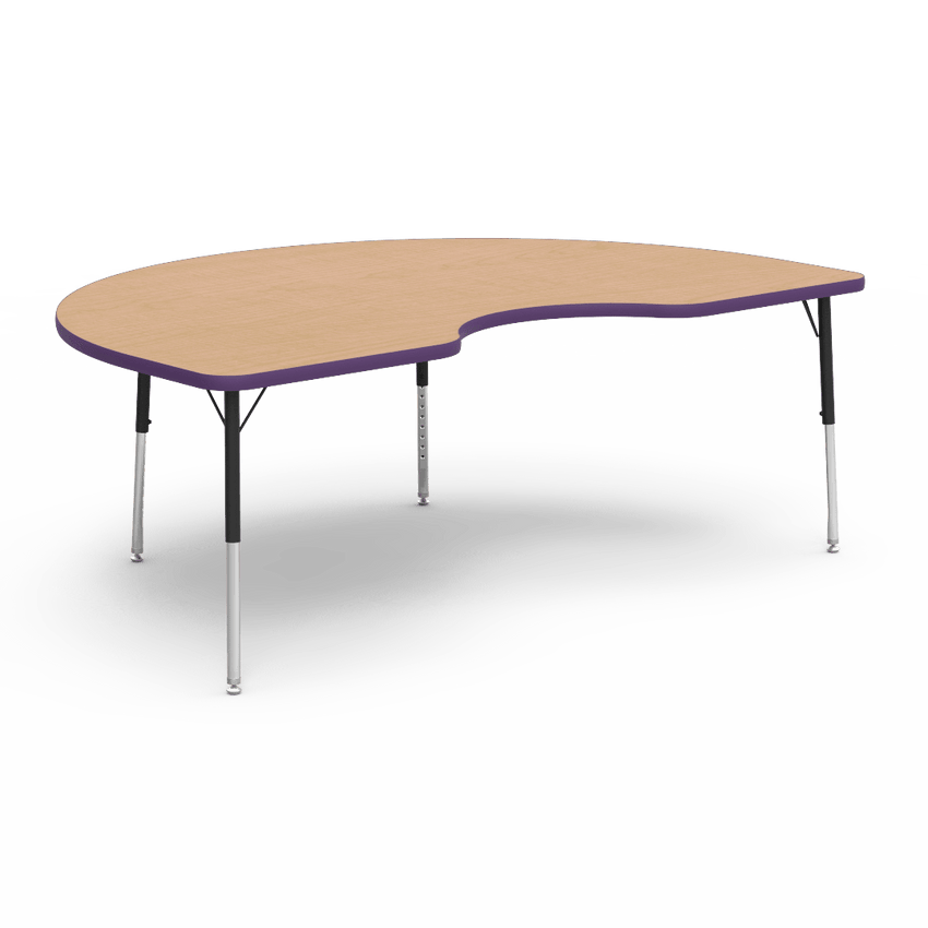 Virco 48KID72LO - 4000 Series Kidney Activity Table with Heavy Duty Laminate Top - Preschool Height Adjustable Legs (48"W x 72"L x 17"-25"H) - SchoolOutlet