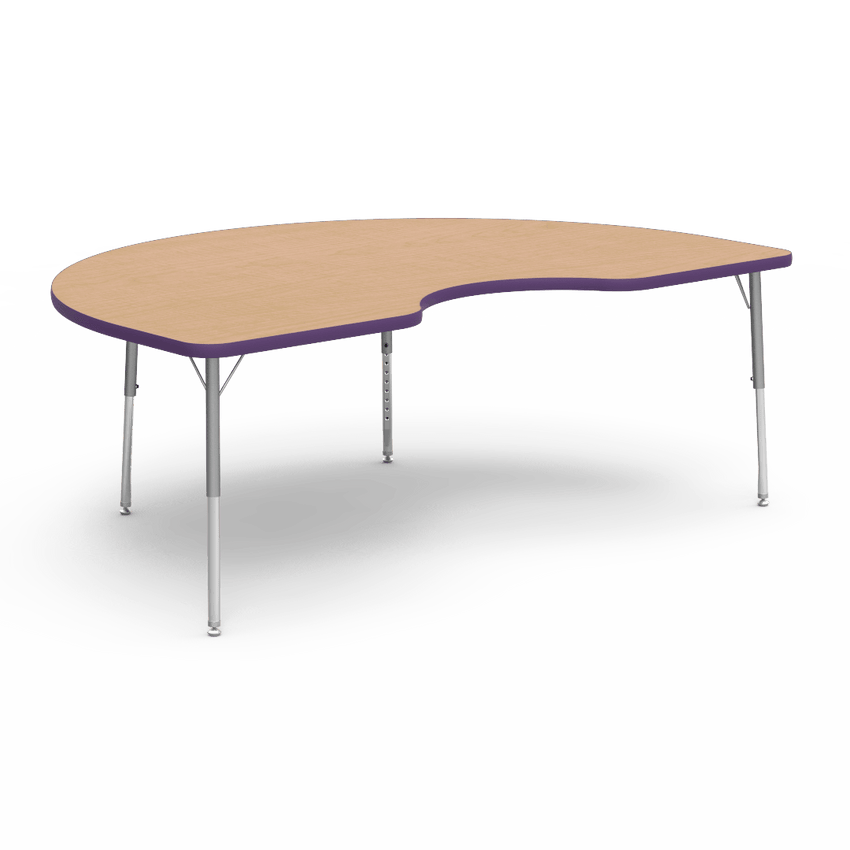 Virco 48KID72LO - 4000 Series Kidney Activity Table with Heavy Duty Laminate Top - Preschool Height Adjustable Legs (48"W x 72"L x 17"-25"H) - SchoolOutlet