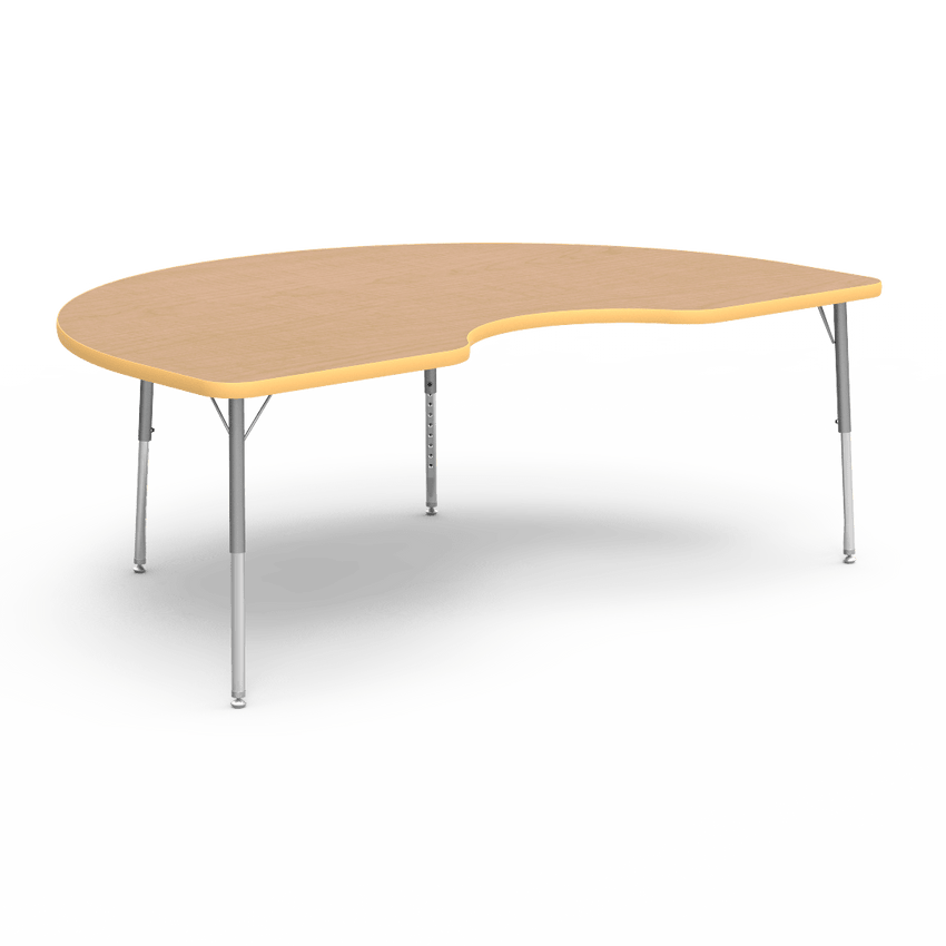 Virco 48KID72LO - 4000 Series Kidney Activity Table with Heavy Duty Laminate Top - Preschool Height Adjustable Legs (48"W x 72"L x 17"-25"H) - SchoolOutlet