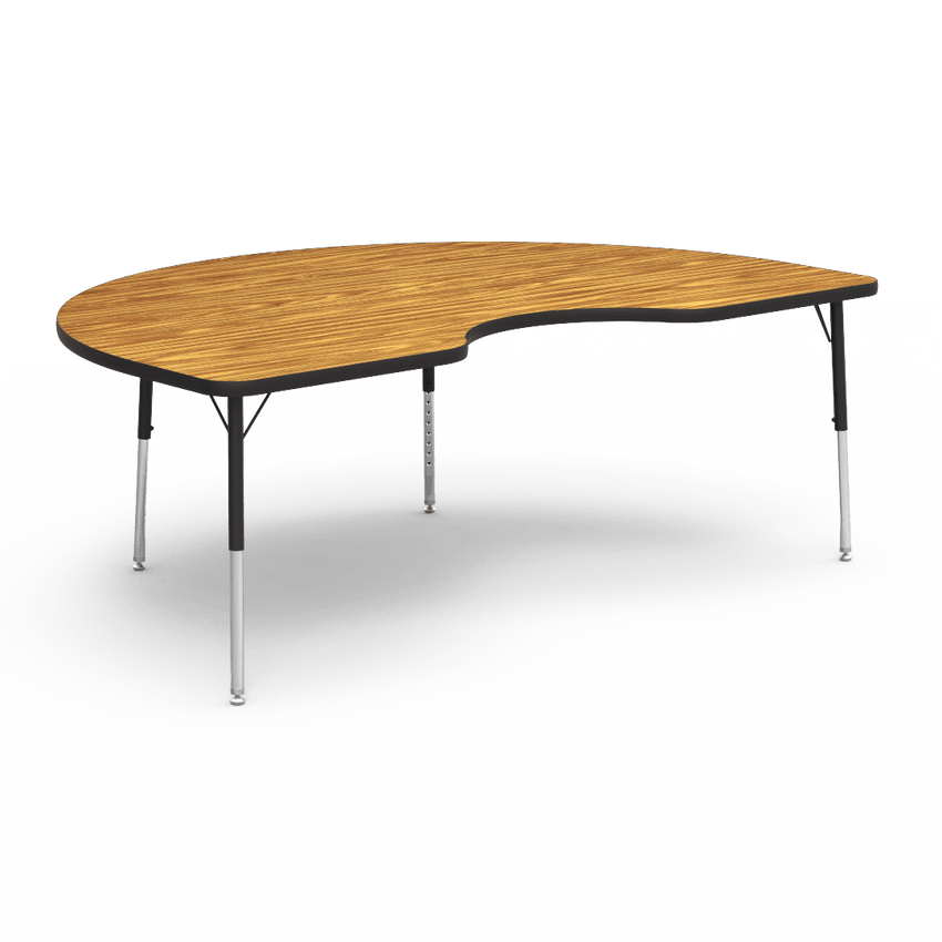 Virco 48KID72LO - 4000 Series Kidney Activity Table with Heavy Duty Laminate Top - Preschool Height Adjustable Legs (48"W x 72"L x 17"-25"H) - SchoolOutlet
