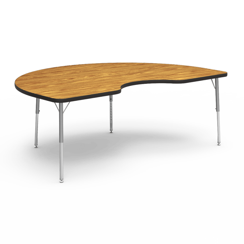 Virco 48KID72LO - 4000 Series Kidney Activity Table with Heavy Duty Laminate Top - Preschool Height Adjustable Legs (48"W x 72"L x 17"-25"H) - SchoolOutlet