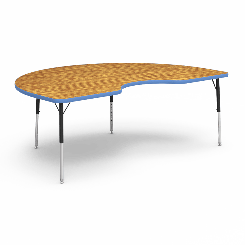 Virco 48KID72LO - 4000 Series Kidney Activity Table with Heavy Duty Laminate Top - Preschool Height Adjustable Legs (48"W x 72"L x 17"-25"H) - SchoolOutlet