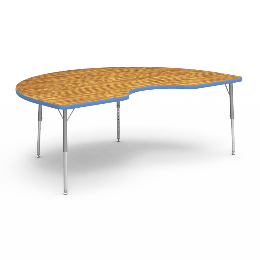 Virco 48KID72LO - 4000 Series Kidney Activity Table with Heavy Duty Laminate Top - Preschool Height Adjustable Legs (48"W x 72"L x 17"-25"H) - SchoolOutlet