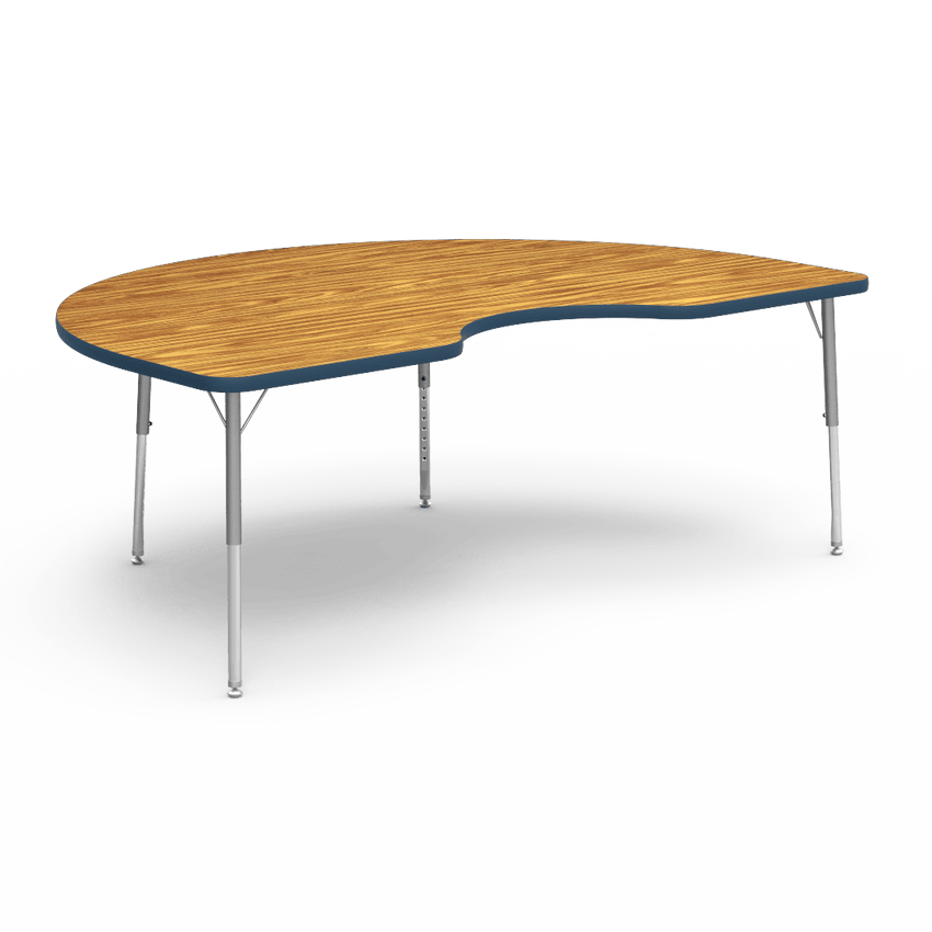 Virco 48KID72LO - 4000 Series Kidney Activity Table with Heavy Duty Laminate Top - Preschool Height Adjustable Legs (48"W x 72"L x 17"-25"H) - SchoolOutlet