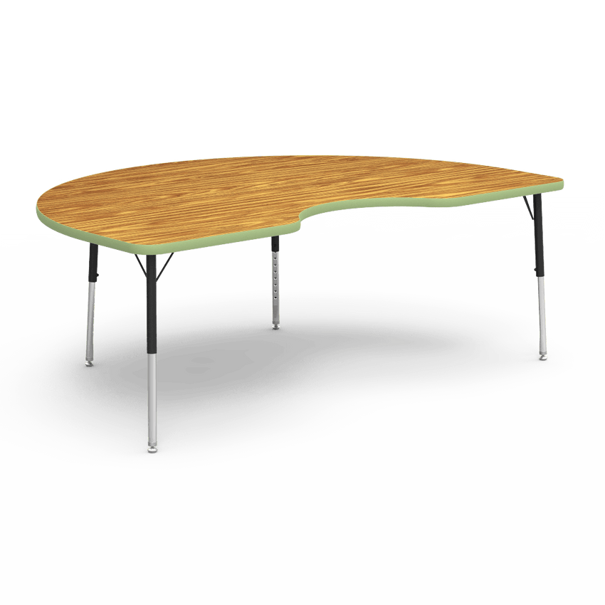 Virco 48KID72LO - 4000 Series Kidney Activity Table with Heavy Duty Laminate Top - Preschool Height Adjustable Legs (48"W x 72"L x 17"-25"H) - SchoolOutlet